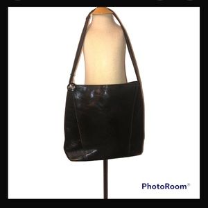 Monsac Original Black Vintage Leather Shoulder Bag